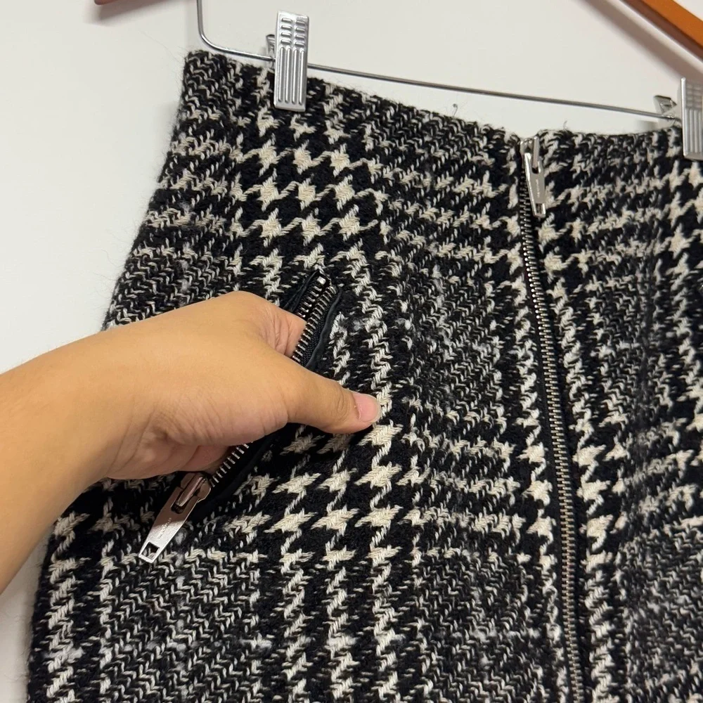 The Kooples Paris Black Tweed Mini Skirt A Line Zip Front Black 4